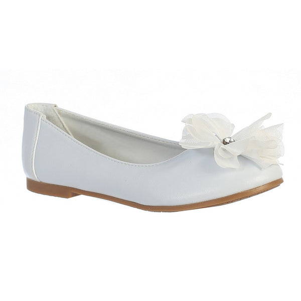 Lito Girls White Rhinestone Flower Special Occasion Dress Shoes 5-10 Toddler - SophiasStyle.com